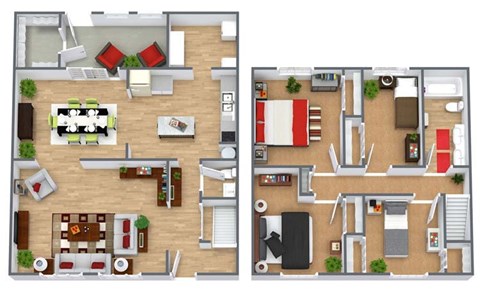 Floor plan for 4 beds, 1.5 baths, 1700 sqft